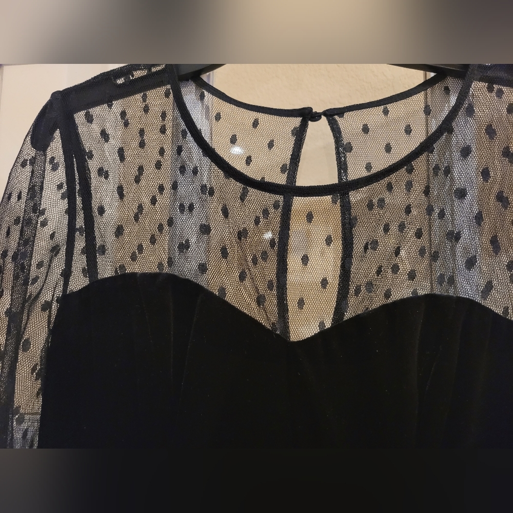 Beautiful velvet and dot lace dress perfect for the holidays